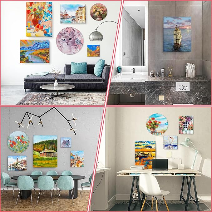 7 Pack Stretched Canvases for Painting, Multi Size 11x14, 9.44x12, 8x10, 5x7, 4x4, Round Canvas with 8x8, 10x10, Primed Blank Canvas for Oil, Acrylic Paint, Beginner, Artist