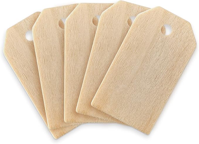 Super Z Outlet 50 Pack Unfinished Natural Wood Rectangle Blank Pieces Wooden Tags Slices for Arts & Crafts, Painting DIY Decorations, Embellish, Burning & Staining (2 1/4" x 1 1/4" Tag)