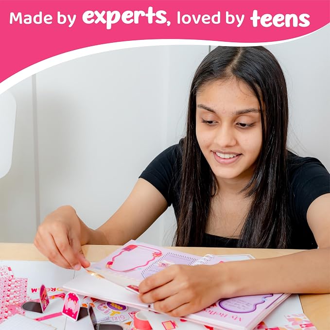 jackinthebox Happy Journal Kit for 8-12 Year Old Girls, Craft Scrapbook Set