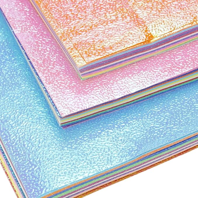 150 Sheets Shiny Origami Paper Mixing Colors Glitter Origami Square Folding Paper for DIY Paper Cuts Craft Party Decor(2.76", 3.94", 5.91")