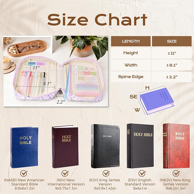 XKDOUS Bible Cover Case for Women Bible Bag Journaling Kit w/Study Supplies