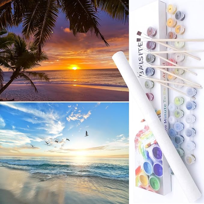 BAISITE Paint by Numbers Kit for Adults Beginners,12" Wx16 L 2 Pack Canvas for Painting Kits for Adults in Colorful Box-PBN217-218
