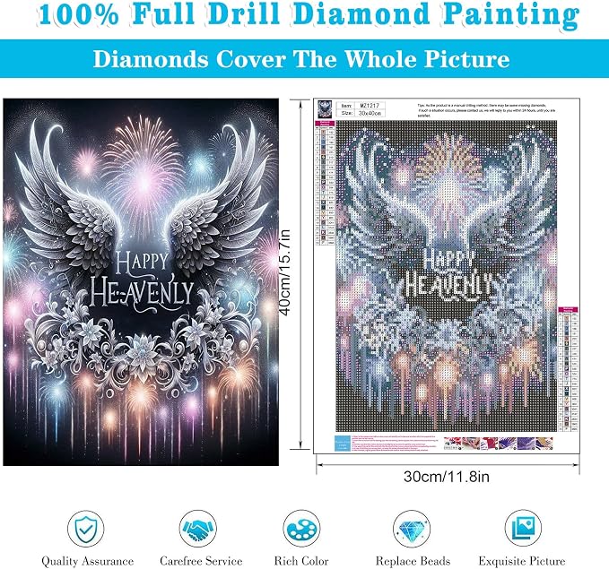 Diamond Art Kits for Adults Angel Wings Diamond Painting Kit 12x16in