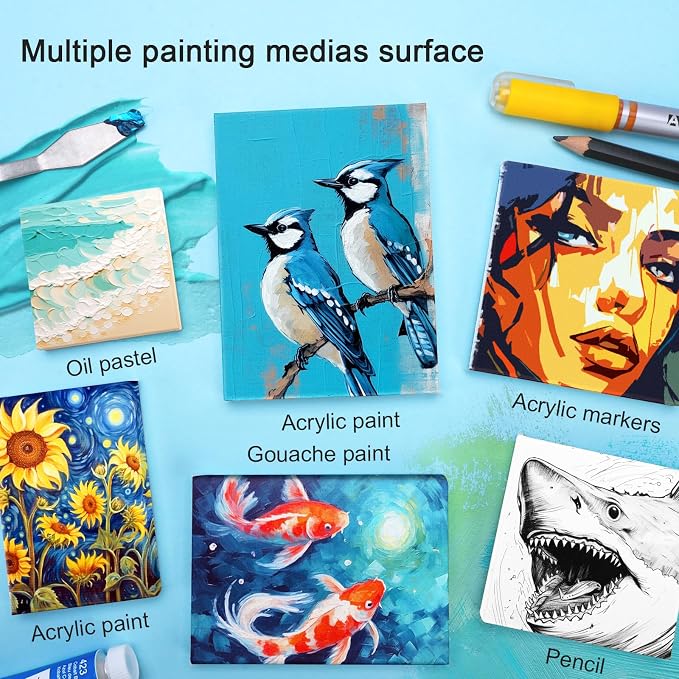 AUREUO Mini Stretched Canvas - 3x5 Inch/24 Pack - 2/5 Inch Profile Small Square Canvas - Gift Set Bulk Pack Canvases for Acrylic Painting & Craft