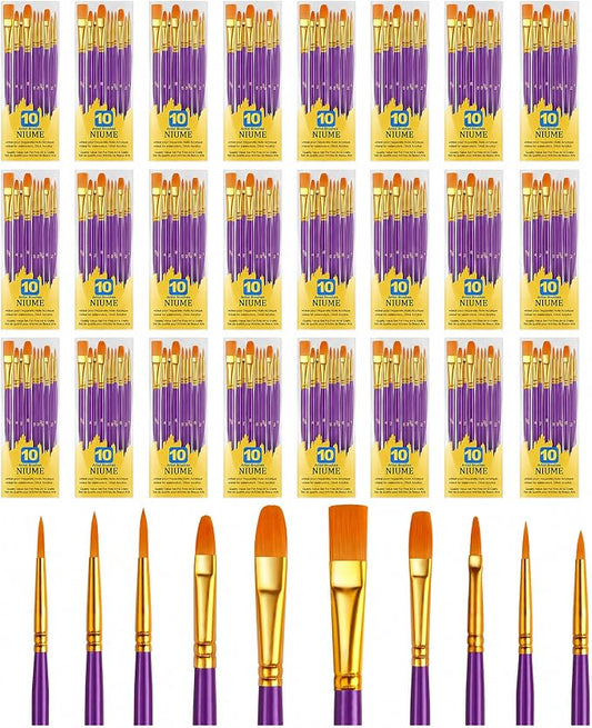 Acrylic Paint Brushes Set, 240Pcs Round Pointed Tip Artist Paintbrushes for Acrylic Painting Oil Watercolor Canvas Boards Rock Body Face Nail Art, Halloween Pumpkin Ceramic Crafts Supplies，Purple