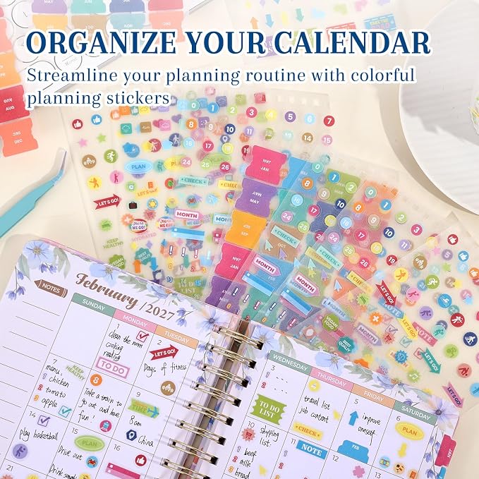 1200+ Monthly Planner Stickers for Women & Men - Aesthetic Happy Planner Accessories Enhance and Streamline Your Planner, Journal and Calendar, PET Material Bullet Journal Sticker Book for Daily Life
