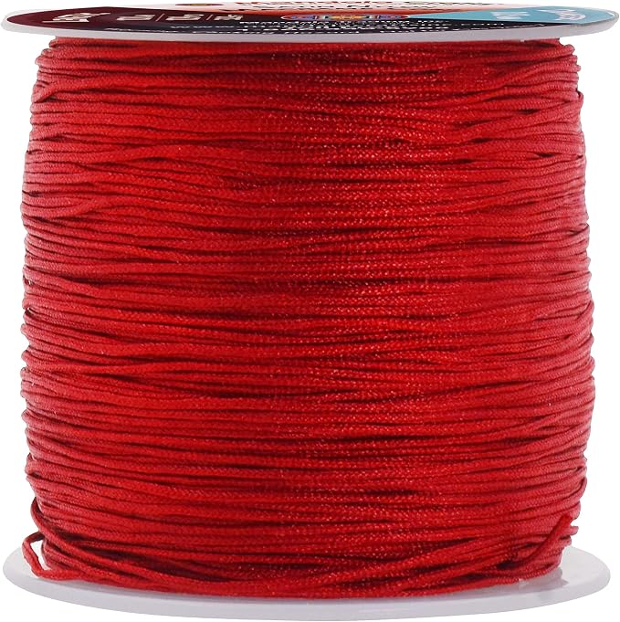 Mandala Crafts 0.8mm Burgundy Rattail Nylon Satin Cord for Jewelry Making