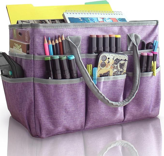 Cupohus Craft Organizer Tote Bag, Purple Sewing Bag for Art