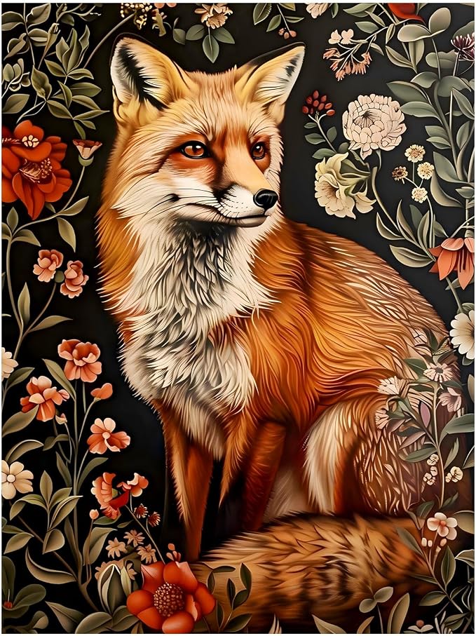 Fox Paint by Numbers Kit for Adults, 16x20 inch | DIY Painting Kits Crafts for Adults, Relieve Stress, Gift, Home Wall Decor