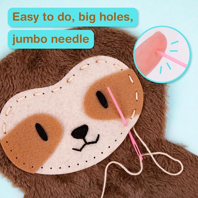 Avenir My First Sewing Kit for Kids 6-8, Sloth Stuffed Animal Craft Set