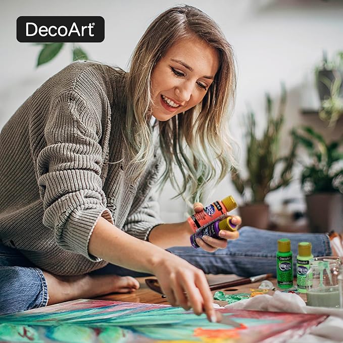 DecoArt Americana Acrylic Paint Set – Essential Pastel Colors, 9 Bottles (2 fl oz) – Art and Craft Acrylic Paints for Canvas, Wood, and More