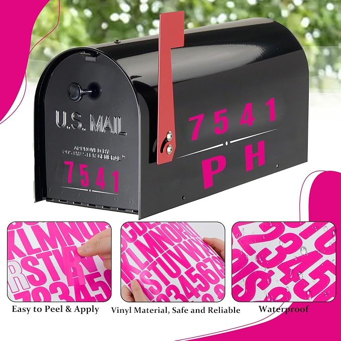 Letter Stickers 30 Sheets 1500 PCS Large Alphabet Sticker 2 Inch Vinyl Self Adhesive Stick on Stickers for Water Bottles Cup Mailbox Number Address Crafts Scrapbook Bulletin Board Decor (Magenta)
