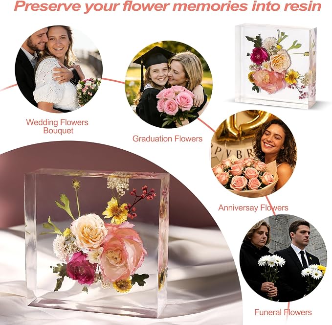 LET'S RESIN Large Silicone Square Molds for Resin, Glossy Deep Square Molds | 6.1''x 2'' Epoxy Resin Molds for Flowers Preservation, Resin Casting Molds for Wedding Bouquet Keepsakes, Home Decor