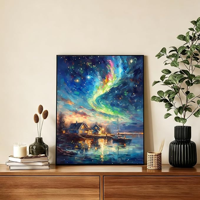 AUKELHJ Paint by Numbers Kit for Adults Beginner, Aurora, 16X20 Inch | Paint by Number for Adults, Beginner Friendly, High-Definition Color Canvas, Stress Relief, Home Decor, Gifts, Unframed