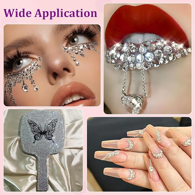 25000Pcs Resin Rhinestones for Crafting, Clear 2-6mm Mixed Sizes Non Hotfix Flatback Gems with 1Pcs Glue, Bedazzling Crystal for DIY Craft Clothing Mugs Tumblers Shoes Fabric Decor Nail Art