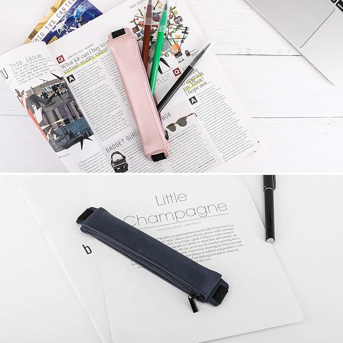 MoKo Elastic Pen Holder for Notebook, 2 Pack PU Leather Pouches