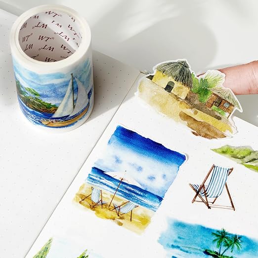WT Pre-Cut Summer Bliss Transparent PET Tape for Journaling & Scrapbooking
