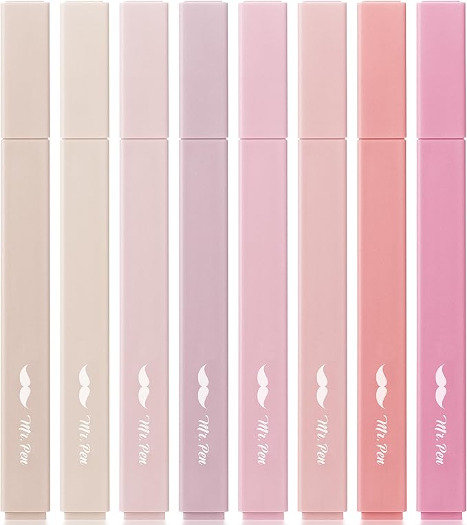 Mr. Pen- Aesthetic Highlighters No Bleed, 8 Pack, Assorted Colors | Chisel Tip, Cute Highlighters Assorted Colors for Journaling, Highlighting, Underlining, Fast Dry, Back to School Supplies