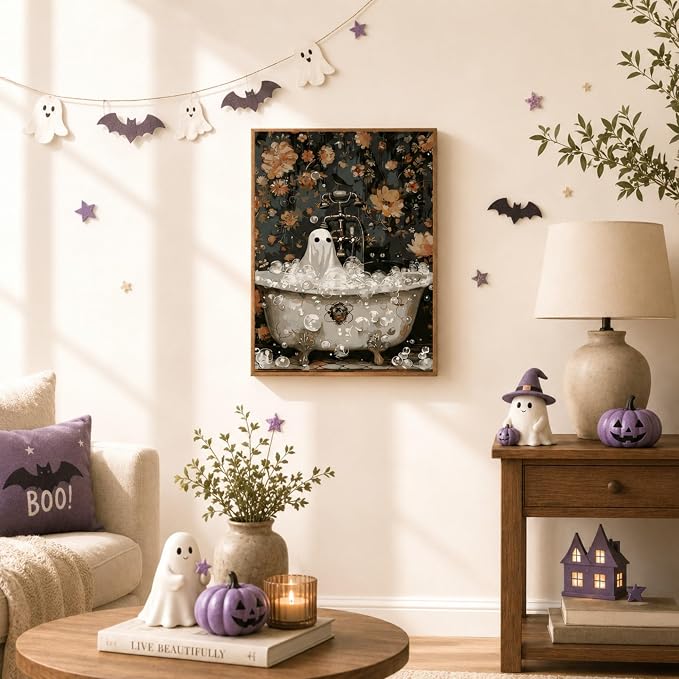TELMOXA Halloween Paint by Numbers Kit for Adults, 16x16 in | Ghost Paint by Numbers, Acrylic Oil Painting, Colored Canvas, Painting Kit, DIY Craft Kits, Gifts, Home Wall Decor
