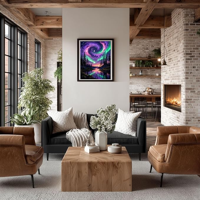 Gemozaic Aurora Paint by Numbers Kit for Adults, Starry Night Sky, 16x20 in | Northern Lights DIY Acrylic Numbers Painting for Adult, Landscape Painting by Number for Home, Wall Decor, Gift, No Frame
