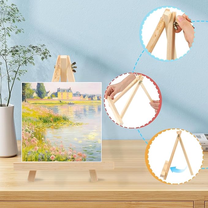 36 PCS 9 Inches Tabletop Easels,Wood Easels, Easel Stand for Painting Canvases, Art, and Crafts, Tripod, Painting Party Easel, Tabletop Easels for Painting, Portable Canvas Photo Picture Sign Holder
