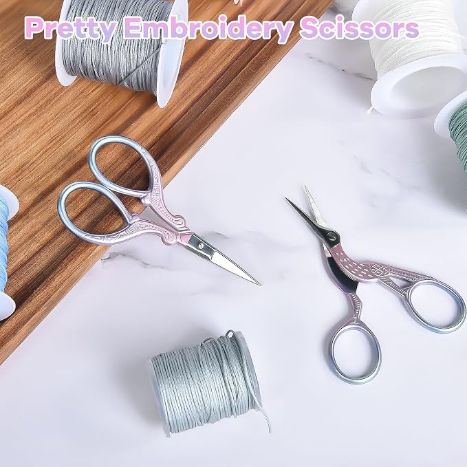 AQUEENLY Embroidery Scissors 2 Pcs Small Sewing Scissors Sharp Stainless Steel 3.6 Inches for Artwork, Crochet, Needlework, Threading, Pink