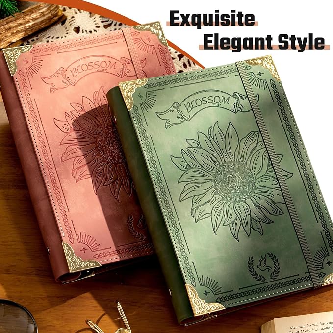 2Pcs Sunflower PU Leather A5 Binder 6 Ring Refillable Journal Cover