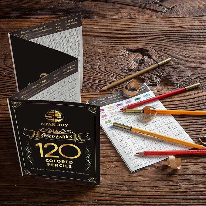 SJ STAR-JOY Gold Edition 120 Colored Pencils for Adult Coloring, Premier Color Pencils for Layering Shading Blending, Holiday Gifts for Artist Drawing, Oil Based Colored Pencils