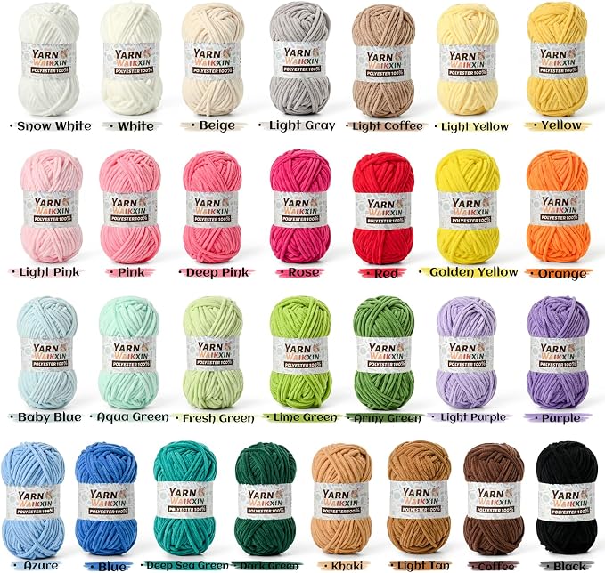 3 Rose Soft Chenille Yarn for Crocheting, Fluffy Chunky Crochet Yarn for Baby Blanket, (10.58oz/393yds) Fuzzy Velvet Yarn for Amigurumi&DIY Puzzle、Crafts、Scarf