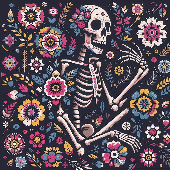 5D Flower Diamond Painting Kits for Adults, Floral Skull Diamond Art Kits