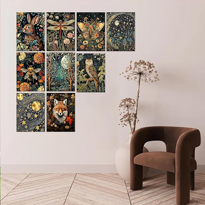 9 Pack Cute Animal Paint by Numbers Kit for Adults Beginner (Without Frame)