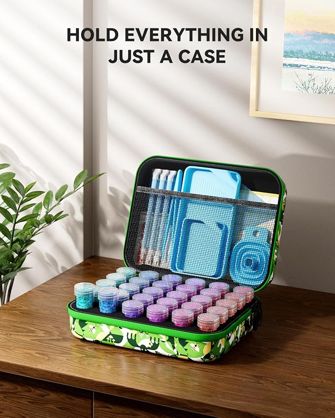 ARTDOT 30 Slots Storage Container for Diamond Art Kits for Adults,Portable Diamond Painting Storage Box with Accessories and Tools