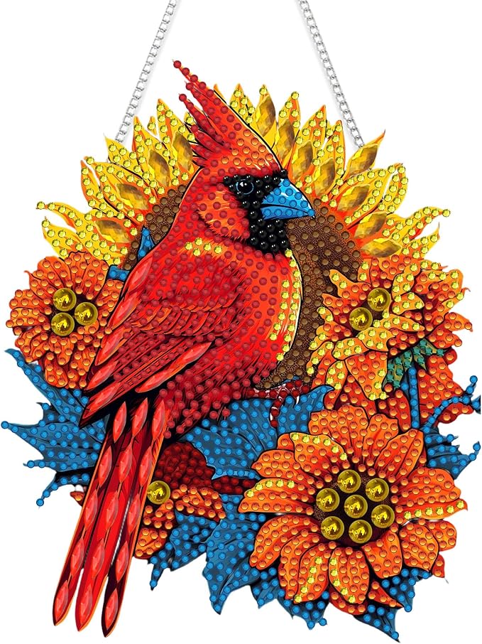 SKRYUIE Bird Hanging Pearl Diamond Art Kits for Adults Suncatcher A1 | Special Shaped Crystal DIY Hanging Diamond Painting Kit, Gift for Mother Spring Summer Window Wreath Decor 7.48 x 7.32 Inch
