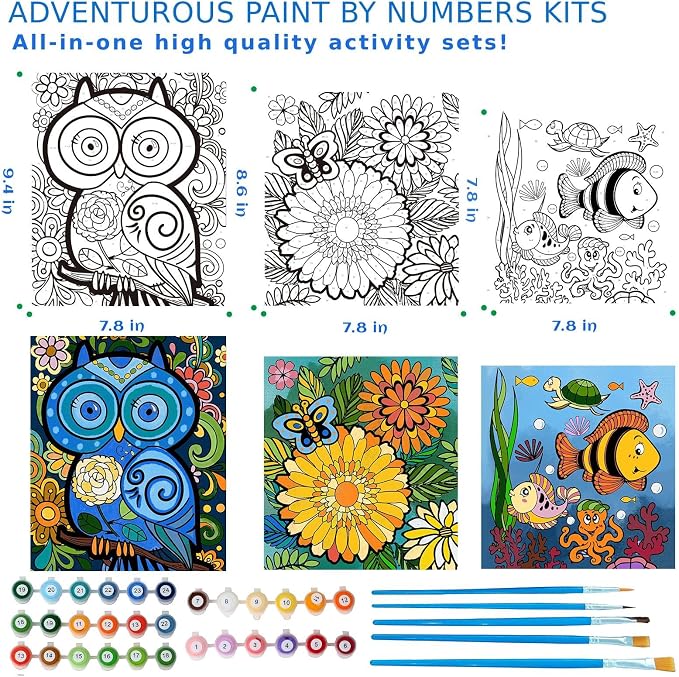 Paint by Numbers Kit for Kids and Adults, Art Supplies for Kid 6-12, Painting Kits for Kids, Crafts and Fun, Acrylic Paint Set, Canvas Painting Kit, Include Framed Pre-drawn Canvas, Color by Numbers