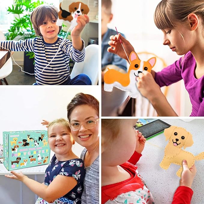 CiyvoLyeen Puppy Sewing Kit for Kids –Fun Plush Toy Sewing for Girls & Boys – DIY Felt Craft Gift Set Ages 7 8 9 10 11 12