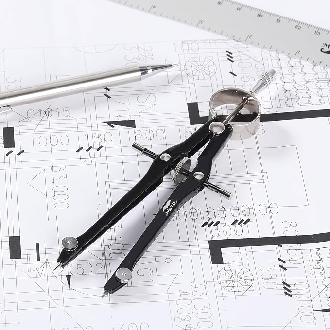 Mr. Pen- Professional Compass for Geometry, Extra Lead | Metal Compass Drawing Tool for Students, Drafting and Engineering, Technical Drawings, Circles and Geometry Projects