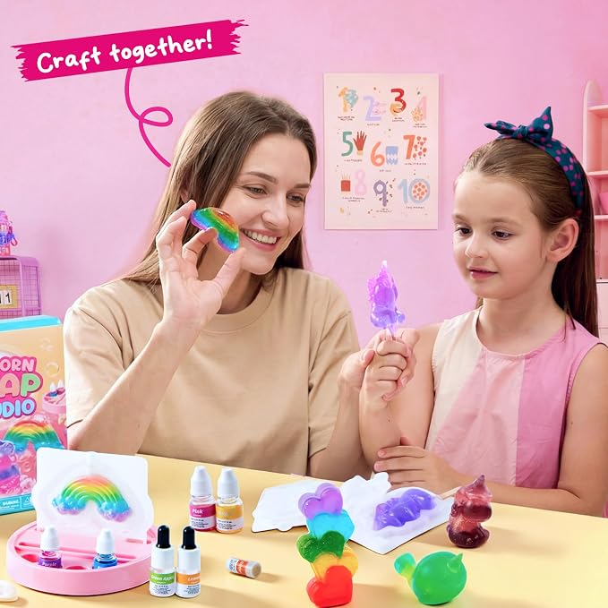 Klever Kits Unicorn Soap Making Kit- 4 Molds Girl Crafts DIY Project, Unicorn Girl Gifts, Kids Birthday Gift for Aged 6+, Science STEM Activity Teenage Gifts for Kids Ages 6 7 8 9 10 11 12