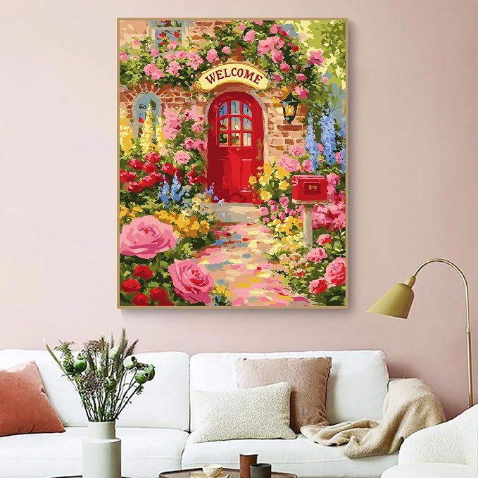 ZRIZQ Flowers Paint by Numbers Kit for Adults Beginner,Garden,16x20