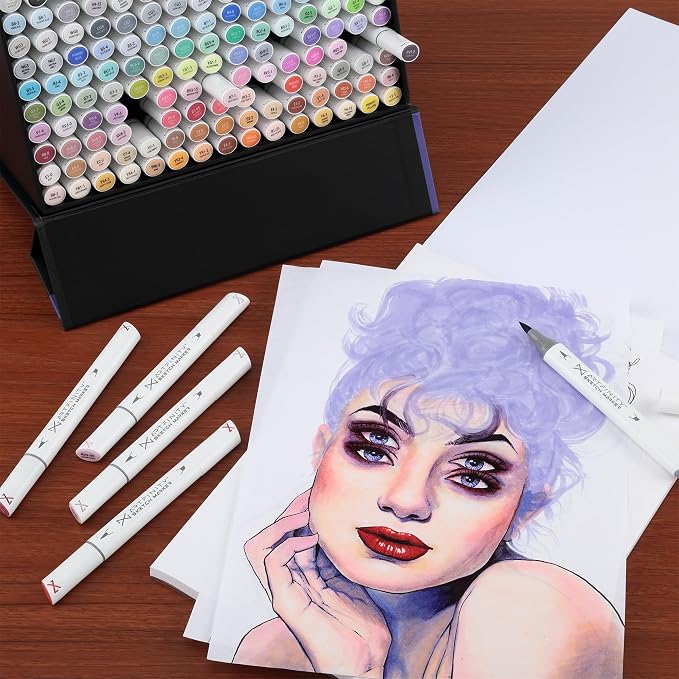 Artfinity Sketch Markers - Set of 3 - Cloud Blue B5-2, Vibrant, Professional, Dye-Based Alcohol Markers for Artists, Drawing, Travel, & More