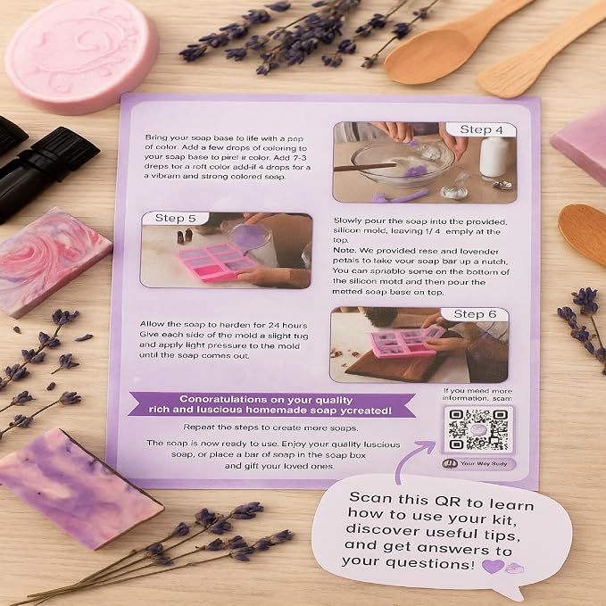 Soap Making Kit – 53 PCS DIY Melt & Pour Supplies with 2 lbs Soap Bases (1 lb Goat’s Milk + 1 lb Glycerin), Molds, Essential Oils, Liquid Colorants, Mica Powders, Flowers – Perfect for Gifting