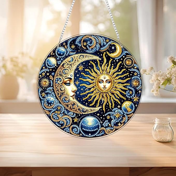 RYMILIE Hanging Diamond Art Kits for Adults Sun and Moon 8x8inch