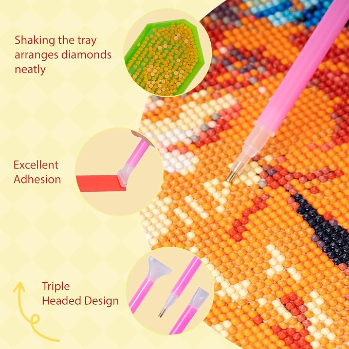 Chailotey Diamond Art Tools and Accessories for Diamond Painting Kits | 25PCS Complete Diamond Art Supplies, 15 Diamond Painting Pens, 5 Trays and 5 Wax for DIY Diamond Painting Craft