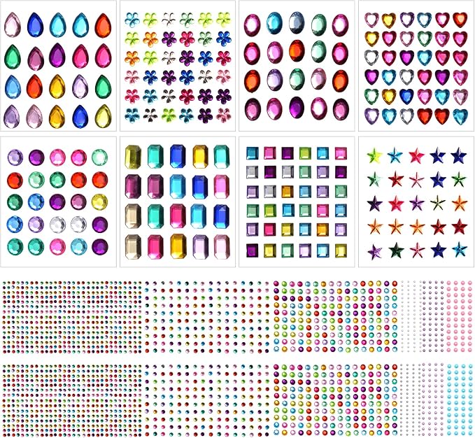 2102 Pcs Gems Stickers, Self Adhesive Gems, Bling Rhinestones