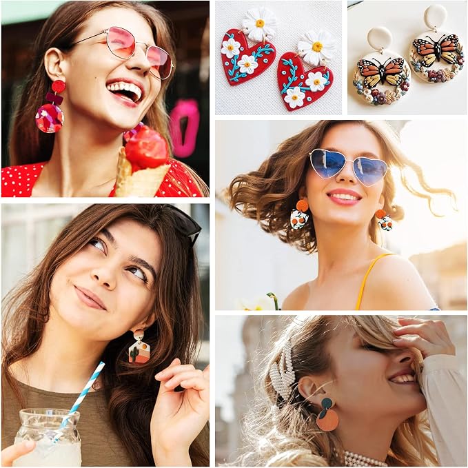 Polymer Clay Cutters for Earrings Making, 705 PCS Clay Cutters Set with 49 Shapes Stainless Steel Clay Cutter Tools, 640 PCS Jewelry Accessories, 16 Circle Shape Earring Cutters for Polymer Clay