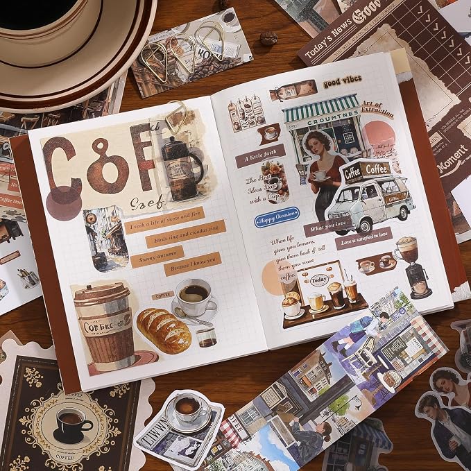 Holiday Scrapbooking Supplies Kit, A6 Notebook, Vintage Junk Journaling Kit