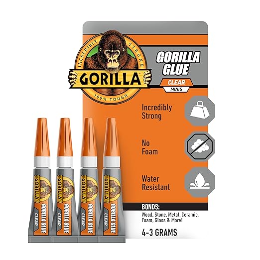 Gorilla Clear Glue, All Purpose, Polyurethane, Four 3 g Tubes