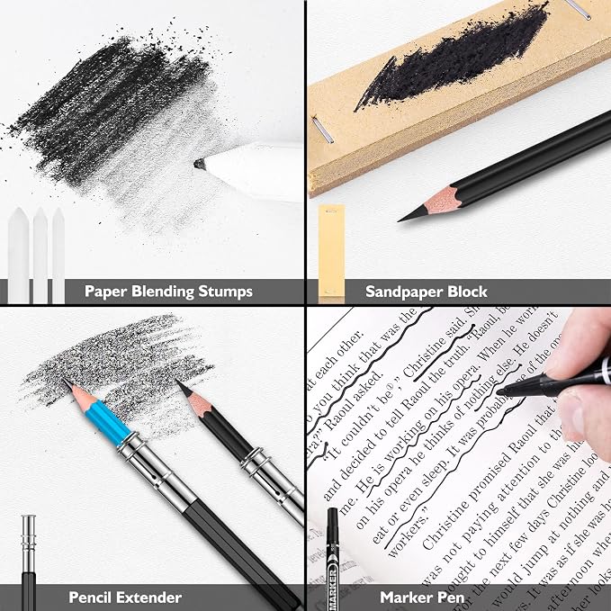 Soucolor 76 Pcs Art Supplies Drawing Kit,Sketch Pencils Set Adults Gift | 76-Piece Art Set Includes Sketch Book, Coloring Book, Graphite Pencils, Watercolor Pencils & Portable Case for Artists