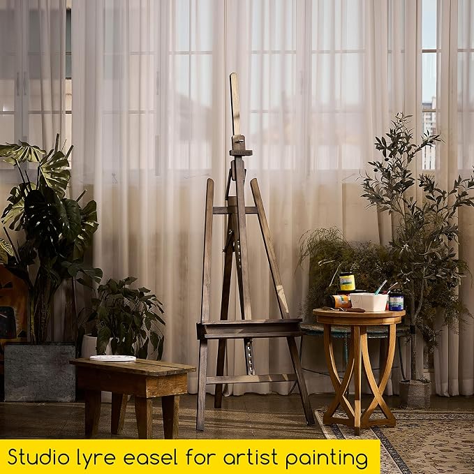 MEEDEN Wooden Artist Easel for Painting: Adjustable Studio Easel for Adults | A-Frame Solid Beech Wood Large Art Easel Stand - Holds Canvas up to 48" - Gray