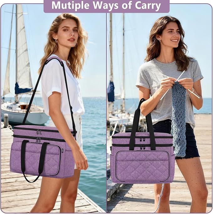 Crochet Organizer Bag with Yarn Holder, Large Yarn Storage for Accessories