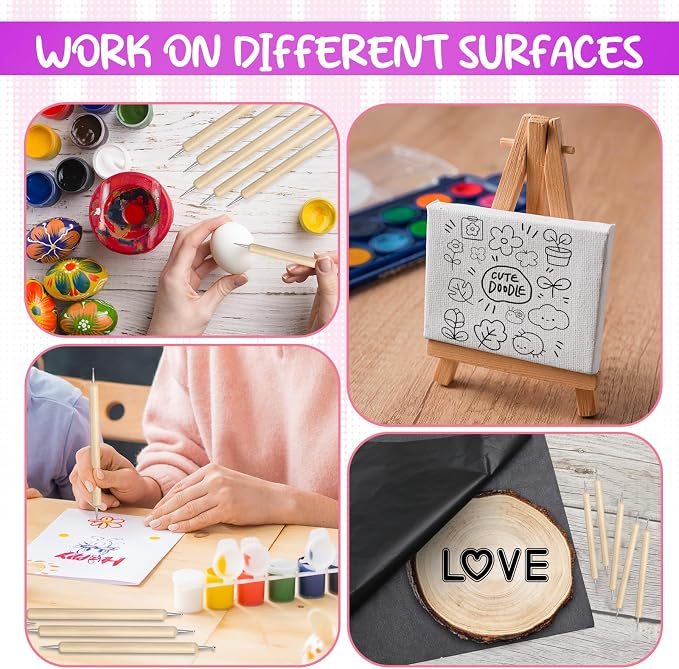 20Pcs Dotting Tools for Painting,Wooden Embossing Tools Tracing Stylus for Transfer Paper Drawing Paper